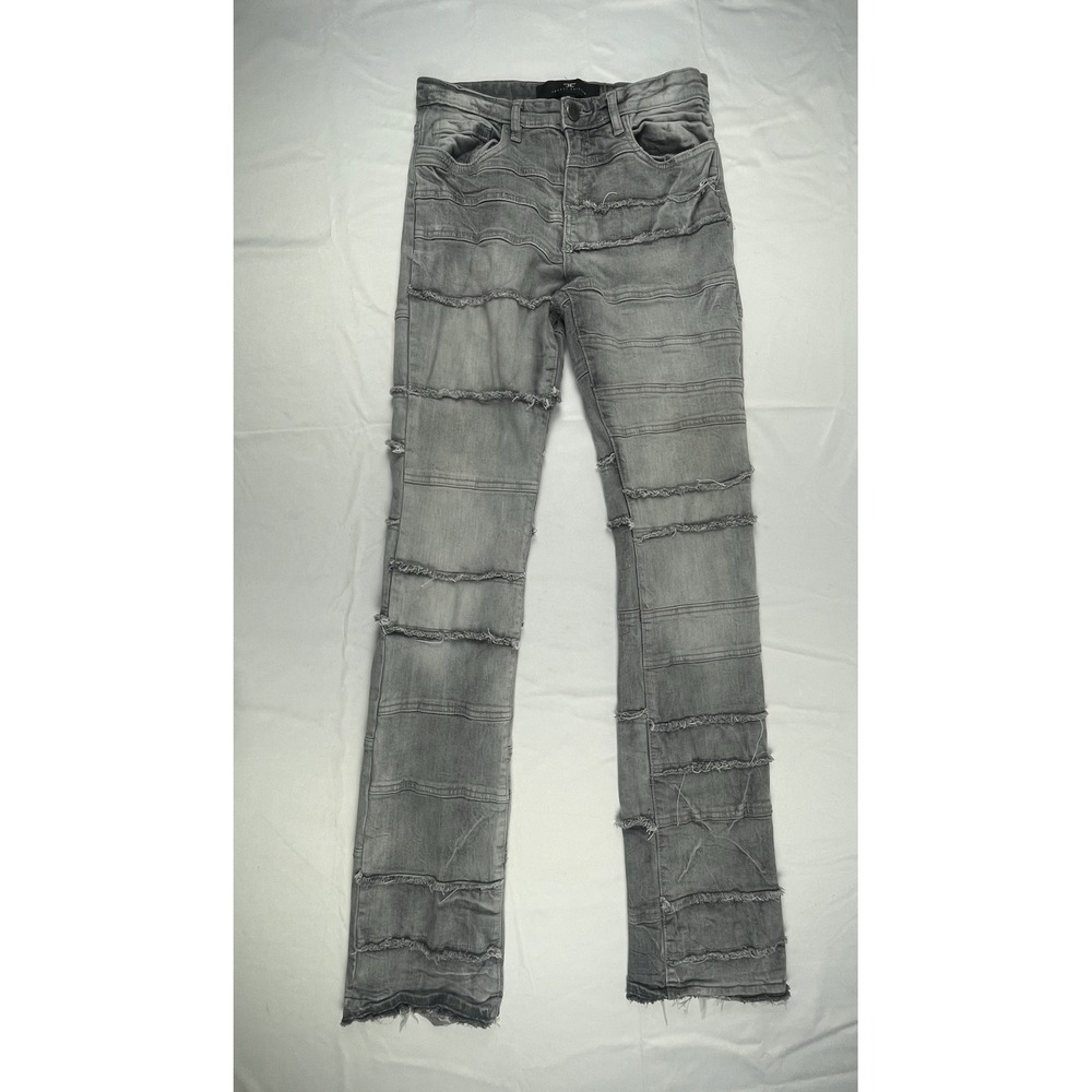 Jordan Craig Legacy Edition Gray Distressed Frayed Panel Slim Jeans Boys 16